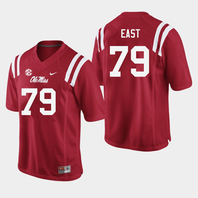 Men #79 Cam East Ole Miss Rebels College Football Jerseys Sale-Red